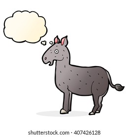 cartoon mule with thought bubble