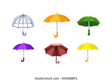 Cartoon multi colored umbrella flat design style