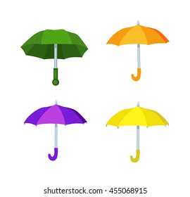 Cartoon multi colored umbrella flat design style