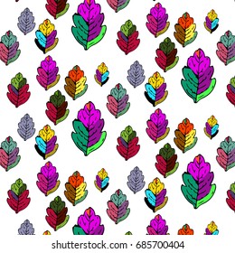 Cartoon multicolor autumn leaves pattern. Vector illustration