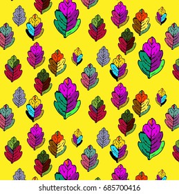 Cartoon multicolor autumn leaves pattern. Vector illustration