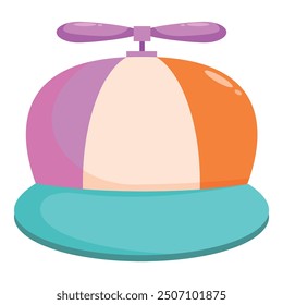 Cartoon multicolored propeller hat is spinning, perfect for summer, parties and having fun