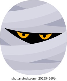 Cartoon Mummy Face Icon. Halloween  Mummy Head Vector Illustration.