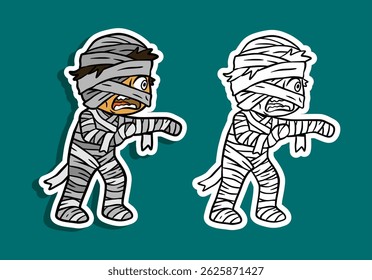 Cartoon Mummy Illustration for Halloween Stickers