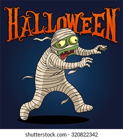 Cartoon mummy. Vector clip art Halloween illustration