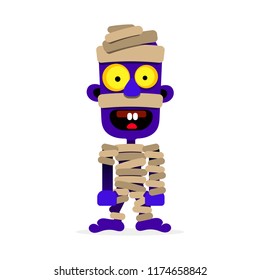 Cartoon mummy .Vector illustration on white background of happy Halloween