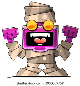 Cartoon Mummy Vector cartoon Sign for print, in comics, Fashion, pop art