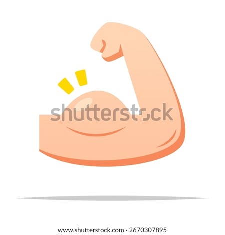 Cartoon muscle arm bicep vector isolated illustration