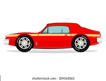 Cartoon muscle car. Vector 