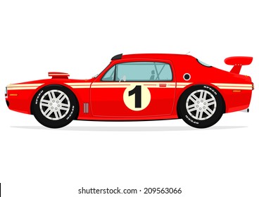 Cartoon muscle car. Vector 