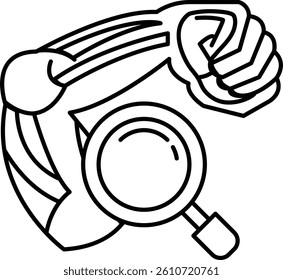 A cartoon of a muscle with a magnifying glass over it