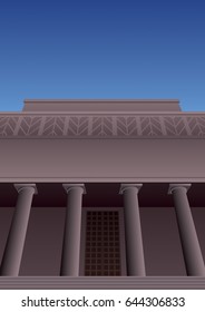 Cartoon museum or gallery building in Art Deco style. 