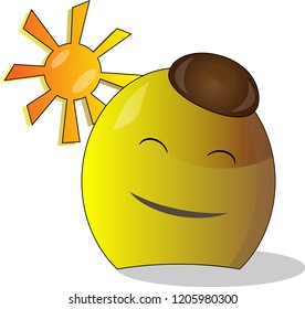 cartoon mushroom basks in the sun
