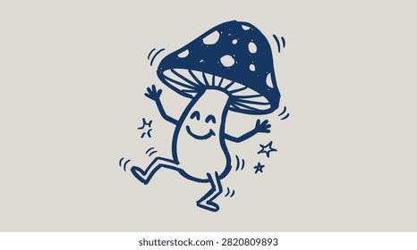 Cartoon mushroom character and