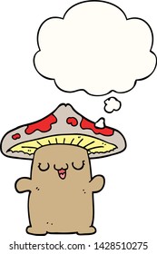 cartoon mushroom creature with thought bubble