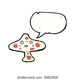 cartoon mushroom with face and speech bubble