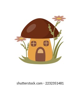 champiñones de caricatura en estilo plano. Ilustración del vector 