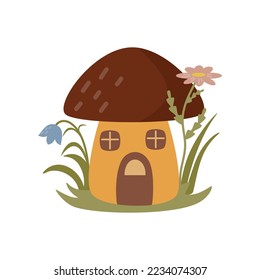 Cartoon mushroom in flat style. Vector illustration 