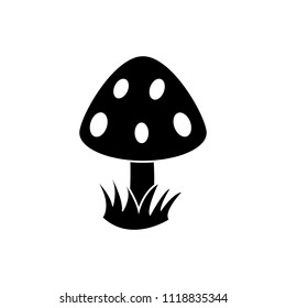 Cartoon mushroom with grass vector icon