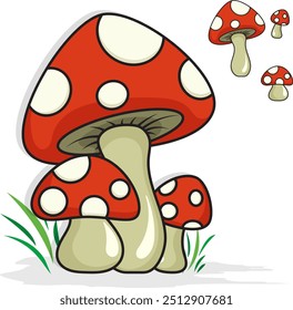 Cartoon mushroom illustration, eps 10, editable.