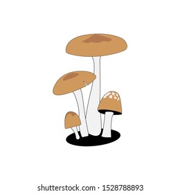Cartoon mushroom. Isolated. Flat vector icon. Vector graphics.