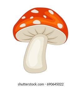 Cartoon mushroom isolated on white background. Vector illustration.