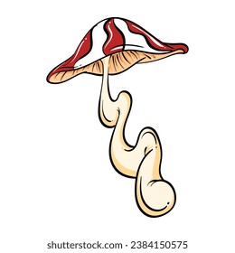 Cartoon Mushroom. Magic mushroom symbol. poisonous mushroom. Vector illustration isolated on white background.