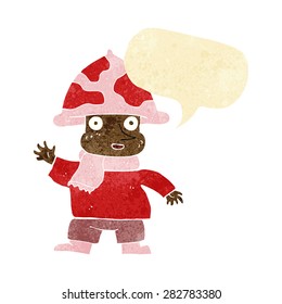 cartoon mushroom man with speech bubble