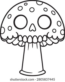 Cartoon mushroom and skull