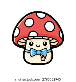 Cartoon mushroom and smiling