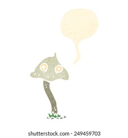 cartoon mushroom with speech bubble