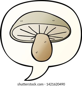 cartoon mushroom with speech bubble in smooth gradient style