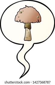 cartoon mushroom with speech bubble in smooth gradient style