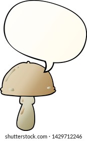 cartoon mushroom with speech bubble in smooth gradient style