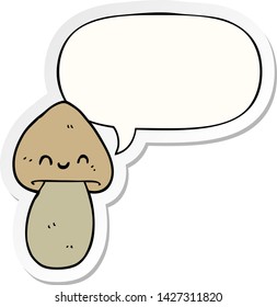 cartoon mushroom with speech bubble sticker