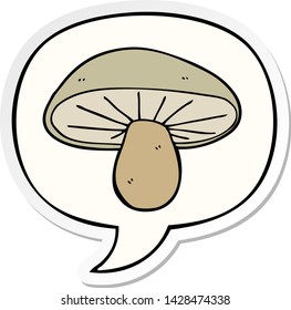 cartoon mushroom with speech bubble sticker