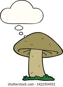 cartoon mushroom with thought bubble