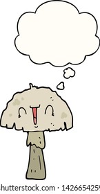 cartoon mushroom with thought bubble