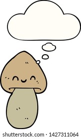 hongos de dibujos animados con burbuja de pensamientos
