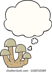 cartoon mushroom with thought bubble