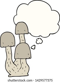 cartoon mushroom with thought bubble