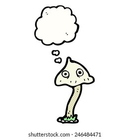cartoon mushroom with thought bubble