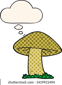hongos de dibujos animados con burbuja de pensamientos al estilo de un libro de historietas