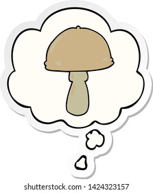 cartoon mushroom with thought bubble as a printed sticker