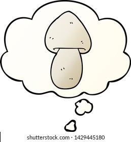 cartoon mushroom with thought bubble in smooth gradient style