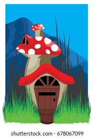 cartoon mushroom vector art illustration
