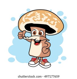 Cartoon mushroom. Vector mascot.