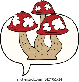 cartoon mushrooms with speech bubble