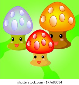 Cartoon mushrooms vector
