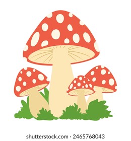 Cartoon mushrooms vector illustration isolated on white background